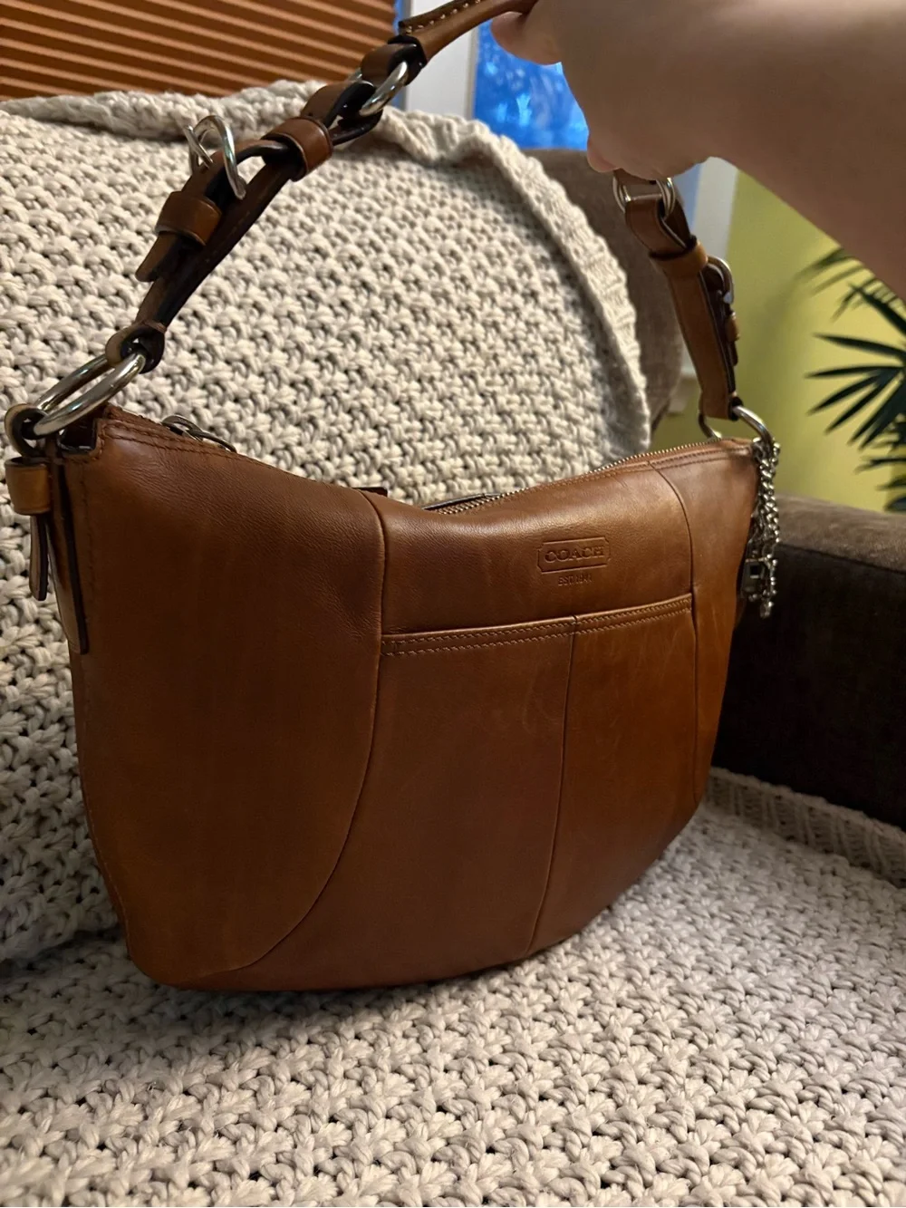 Coach Soho Hobo Bag Cognac Brown Glove Leather Shoulder Bag Style 12683